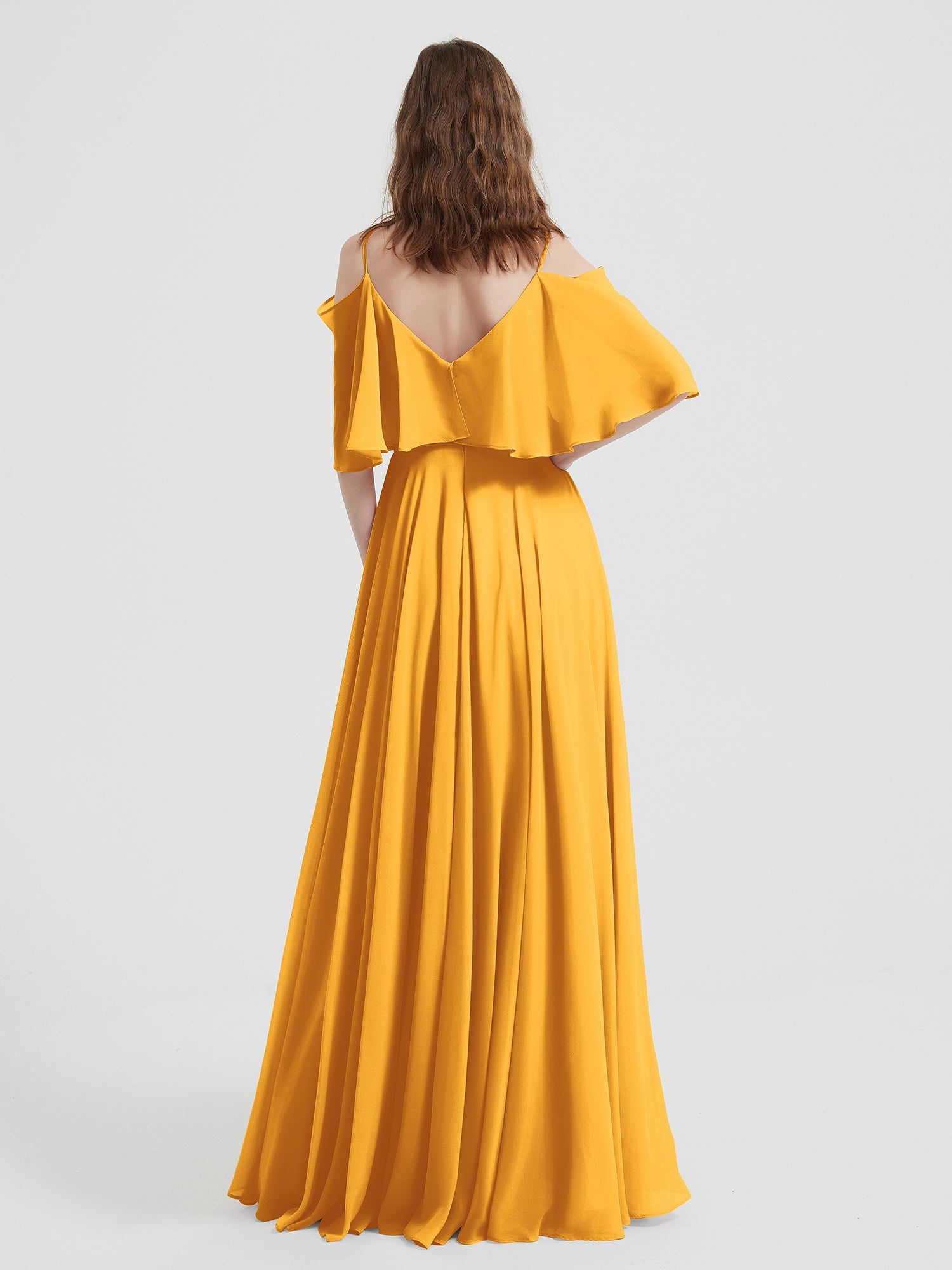 Spaghetti Strap Dresses with Flutter Sleeves Tangerine